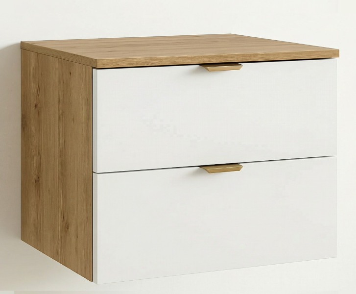 Zestaw do Łazienki 80cm Szafka z Blatem Słupek Dąb Artisan / Biały