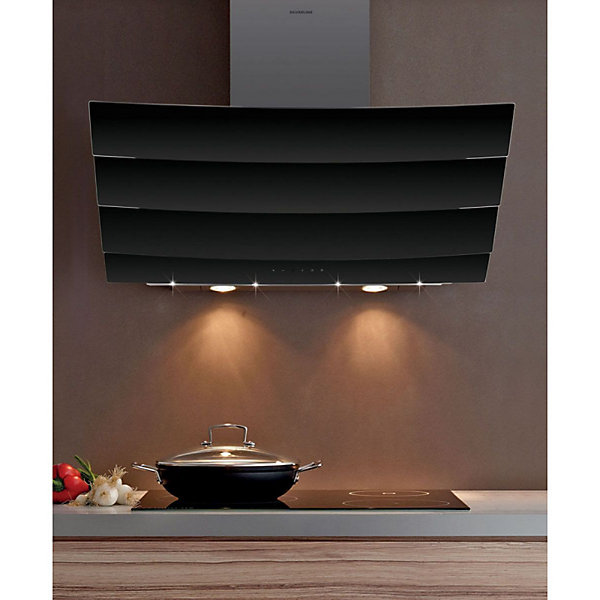 Hotte décorative inclinée 90cm 577m3/h noir Silverline H20390 009 city