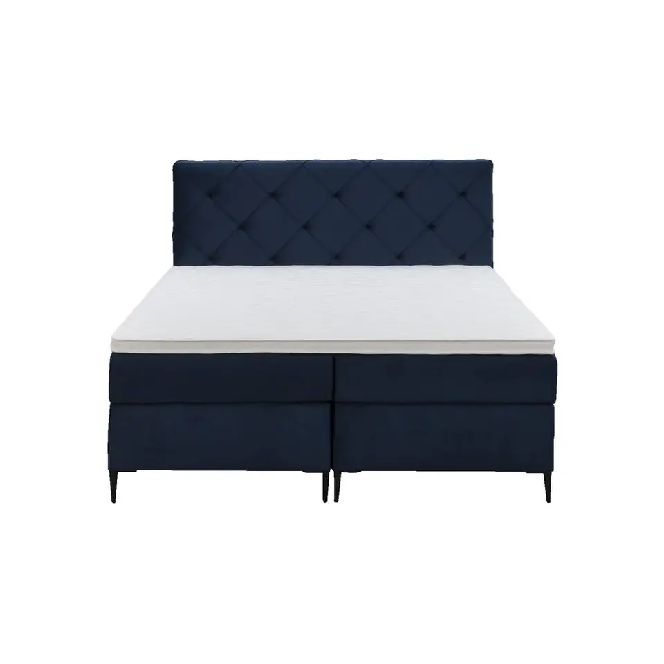 Boxspring Liv geruit - blauw - 180x200 cm - slanke poot