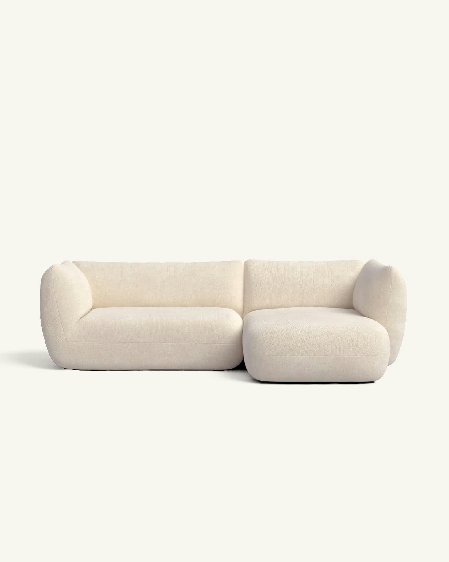 ARNAU - Canapé d'angle droit 2 places en tissu beige