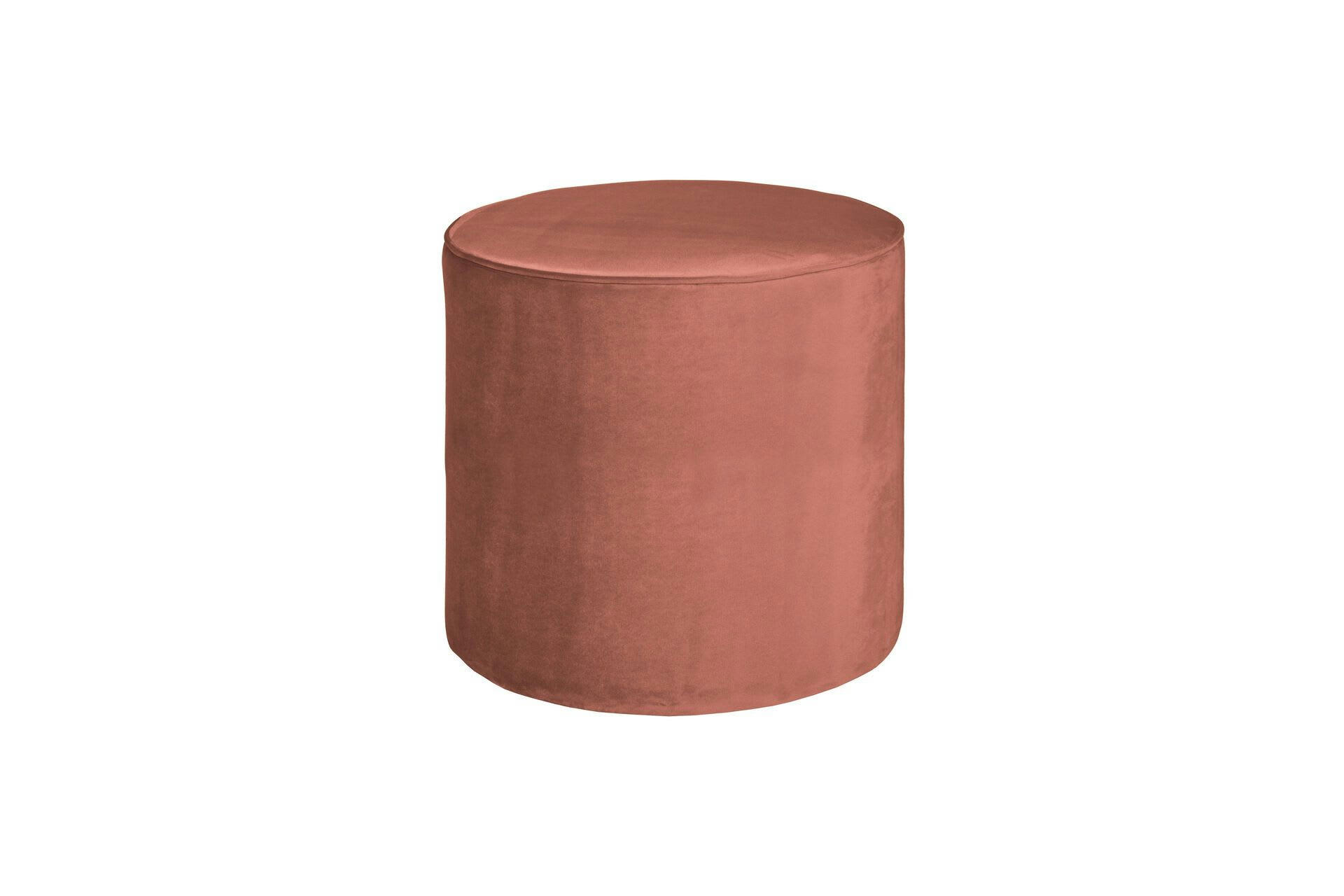 SARA - Pouf rond en velour vieux rose