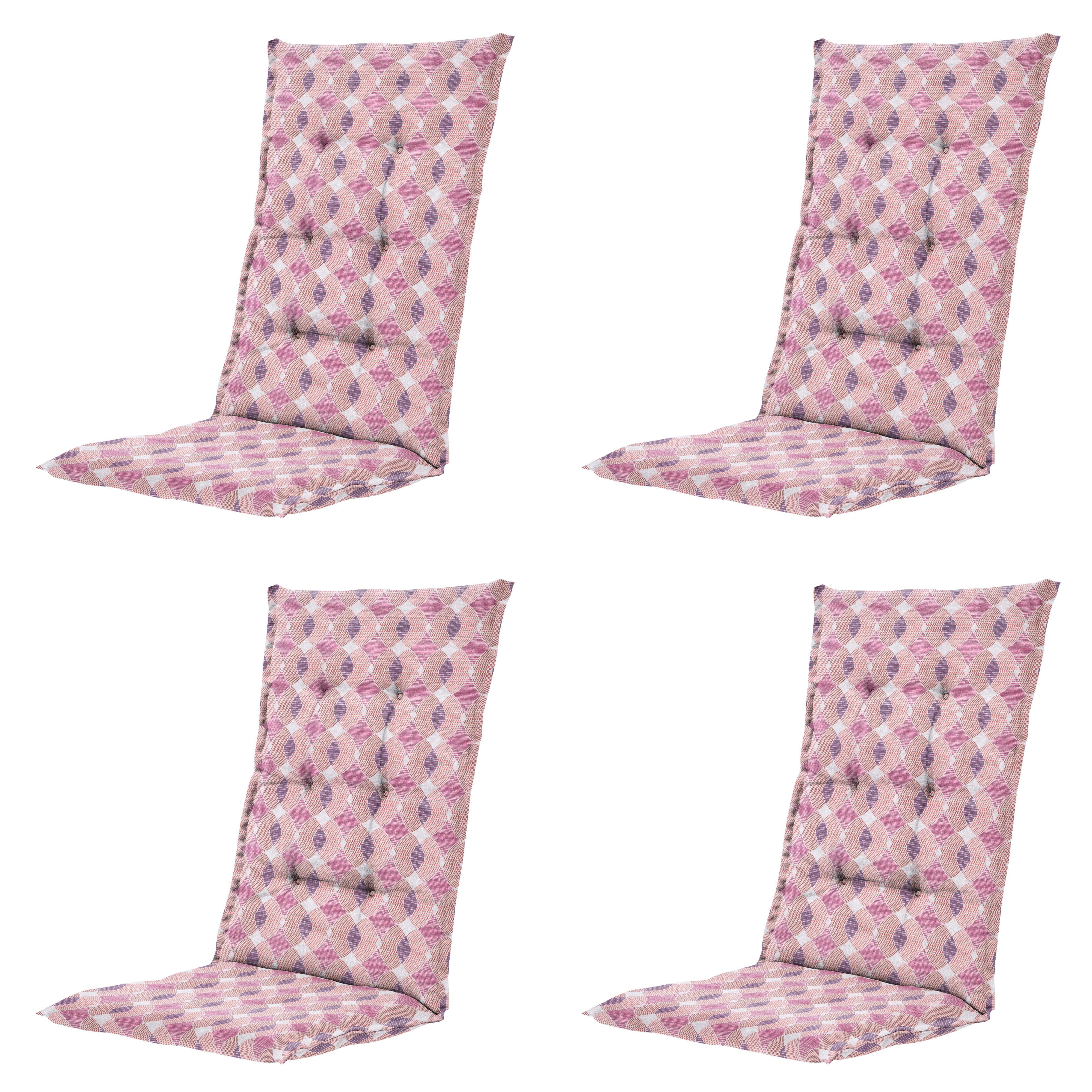 Madison tuinstoelkussen hoge rug Rae - paars - 123x50x5cm - set van 4