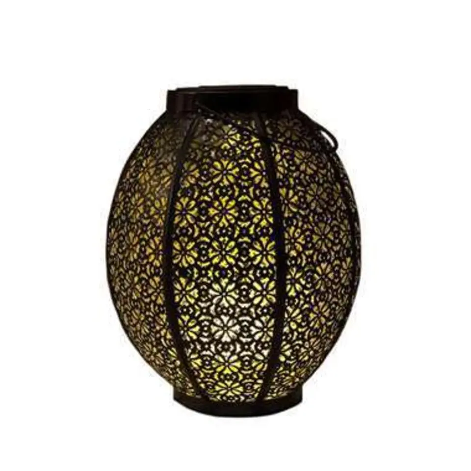 Anna's Collection Lantaarn - tuinverlichting - solar - zwart met goud