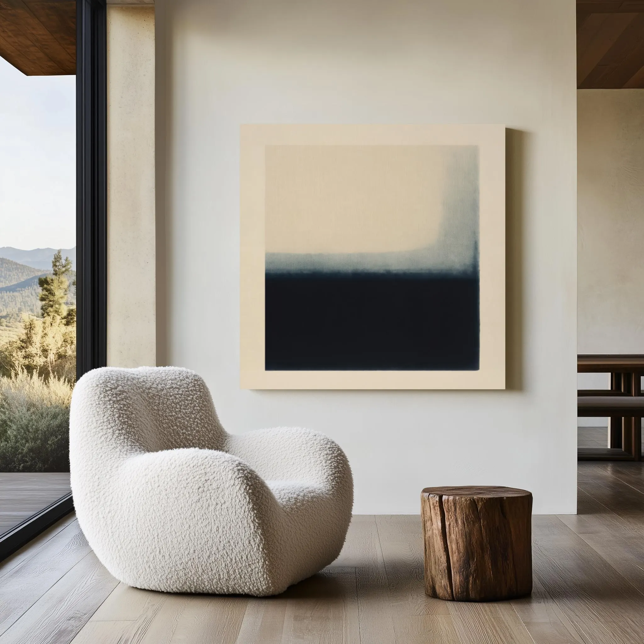 Blue Abstract Wall Art: Japandi Minimalist Square Print, Modern Wabi Sabi Decor - Limen Squared