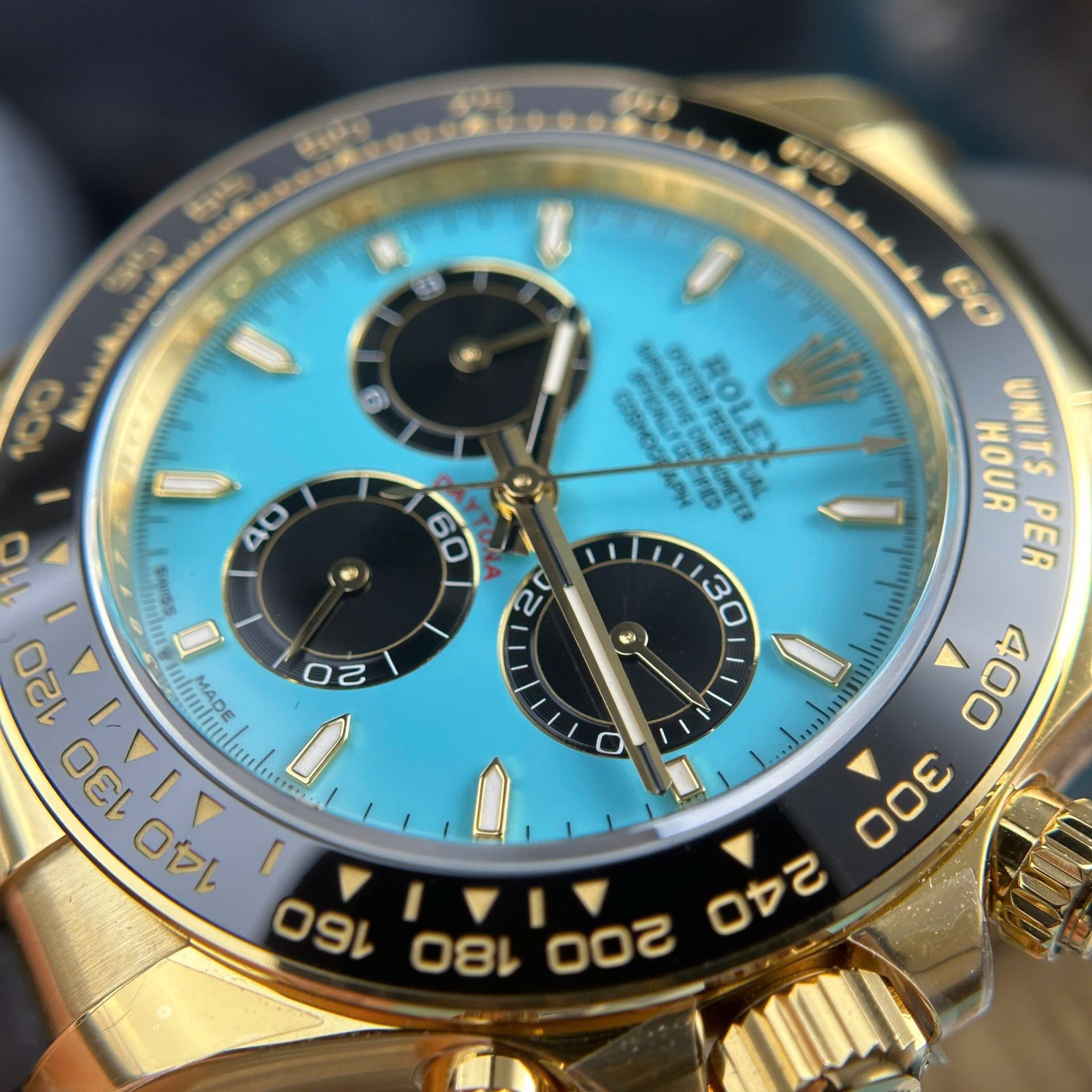 Rolex Daytona 126518LN Alcaraz YG Plated Turquoise Blue Dial 40mm Oysterflex Super Clone