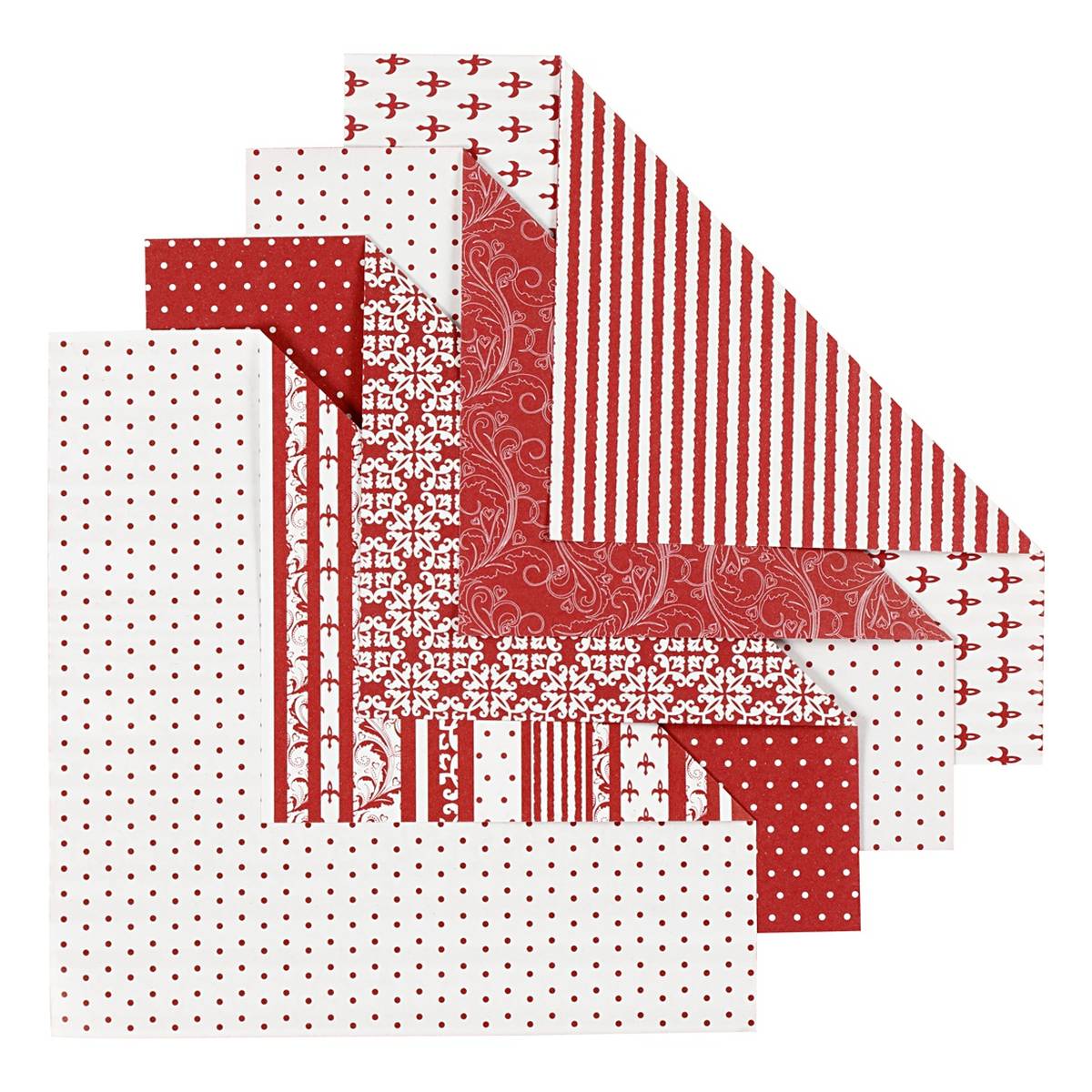 Red and White Origami Paper 15cm 50 Pack