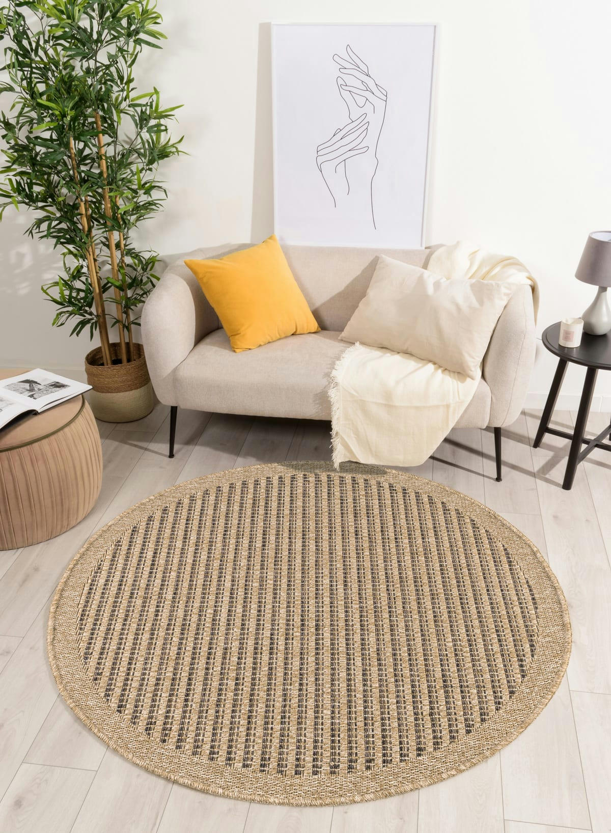 NATURE - Tapis intérieur et extérieur aspect jute marron diamètre 160