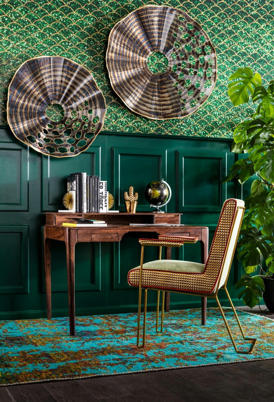 BROOKLYN WALNUT - Bureau 4 tiroirs en sheesham massif