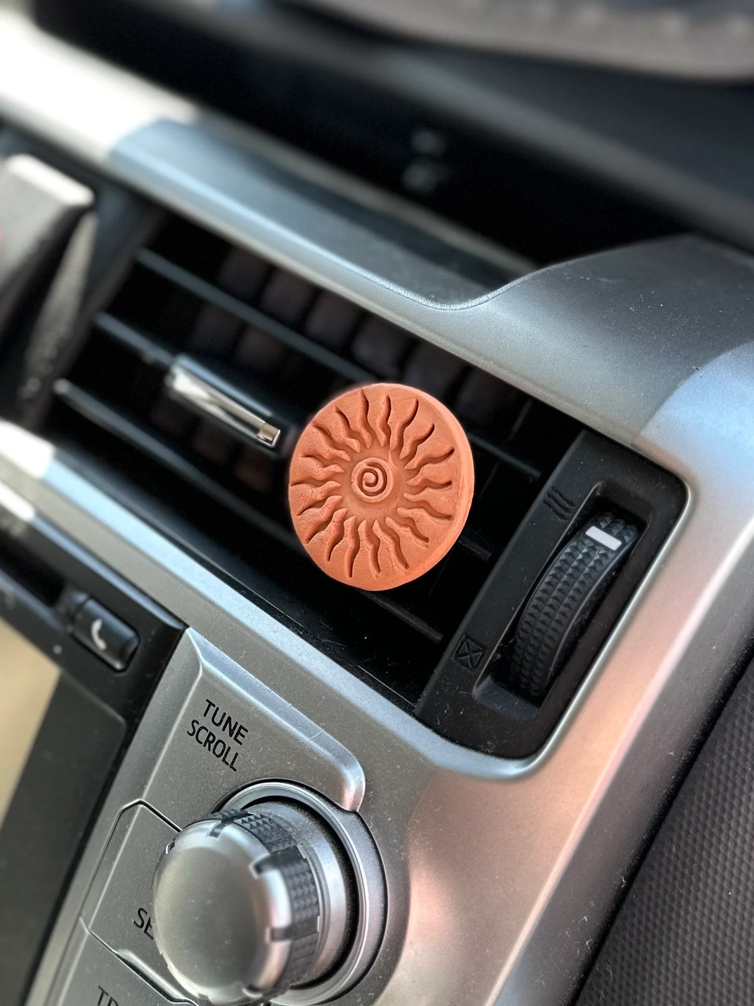 Terracotta Sun Air Freshener | Handmade Ceramic Car Vent Diffuser Clasp