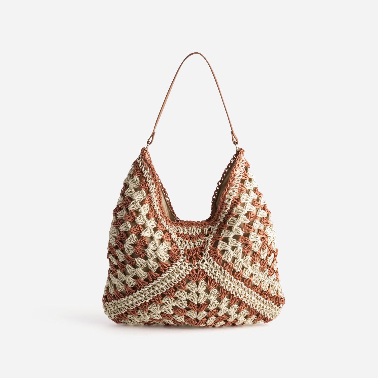 Sac TEXTO beige et brique tressé