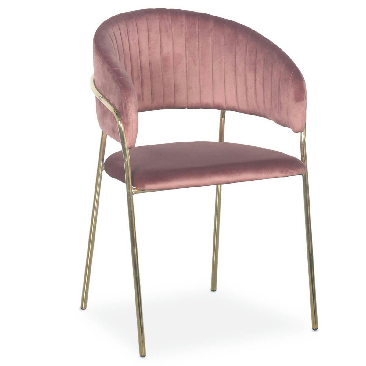 TABATA - Lot de 4 chaises velours rose