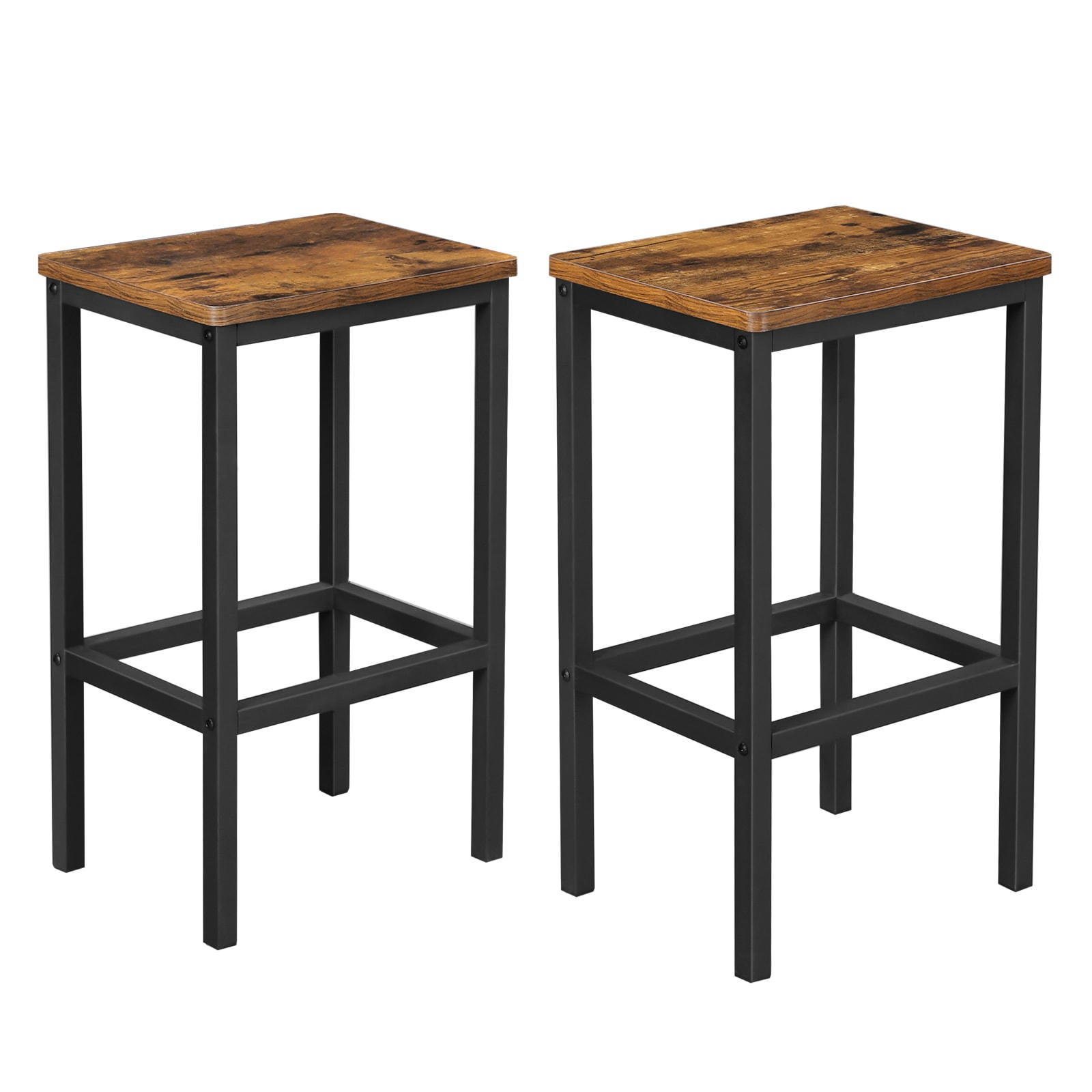 - Lot de 2 chaises de bar marron rustique et noir
