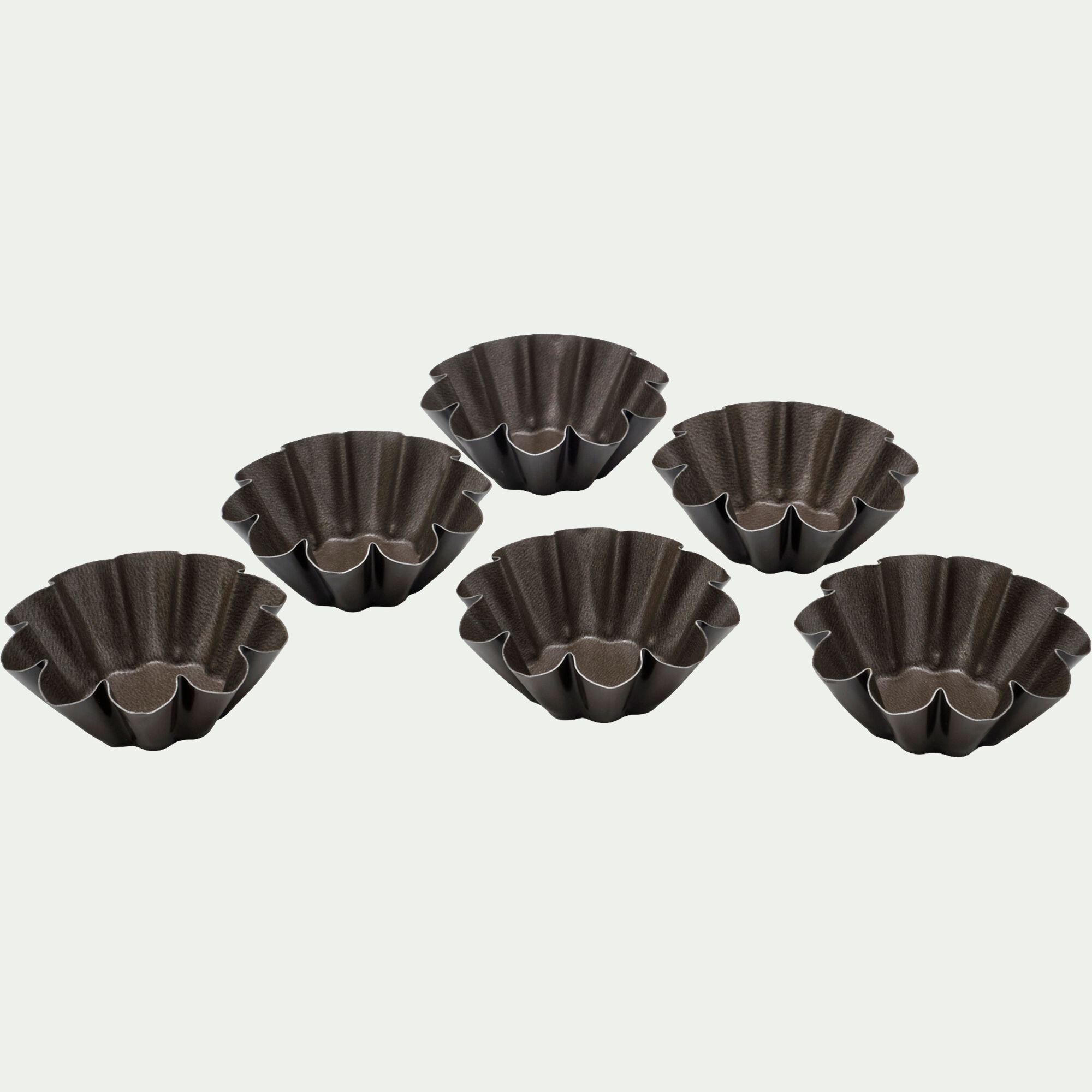 GOBEL - Lot de 6 moules à briochette en acier D8cm - marron