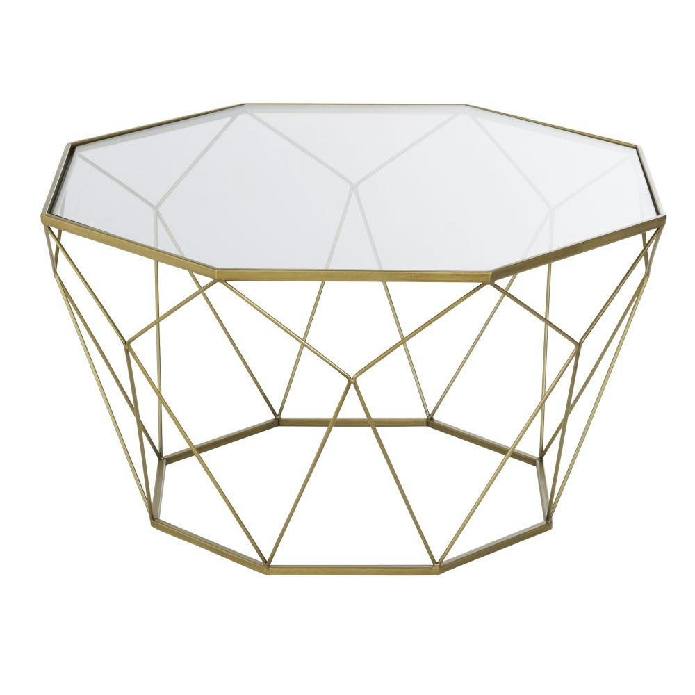 Blossom - Table basse en métal coloris laiton et verre