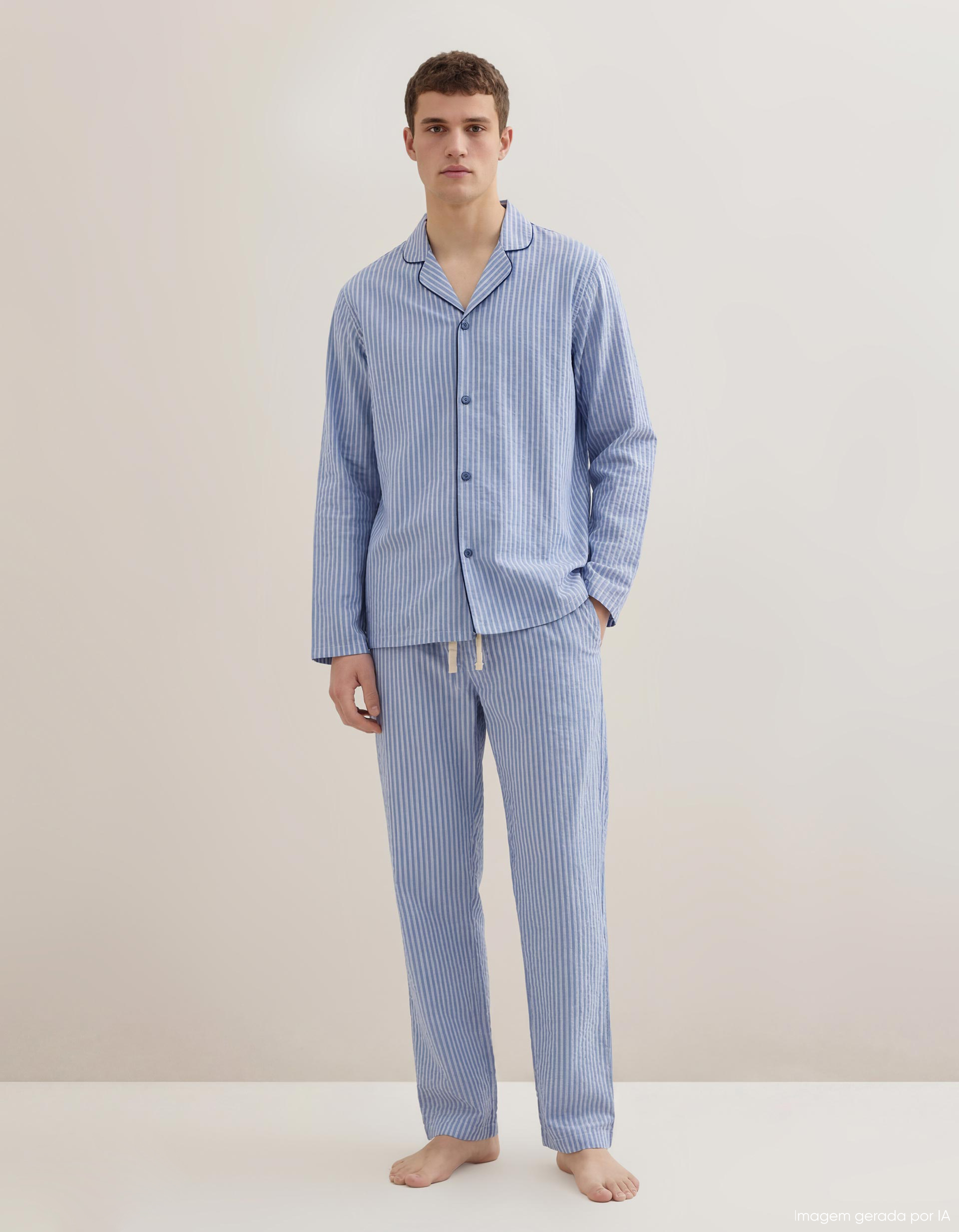 Pijama, Homem, Azul