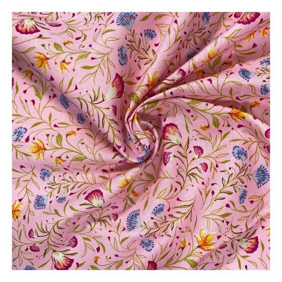 Artisan Flower Market Stems Cotton Fabric by the Metre