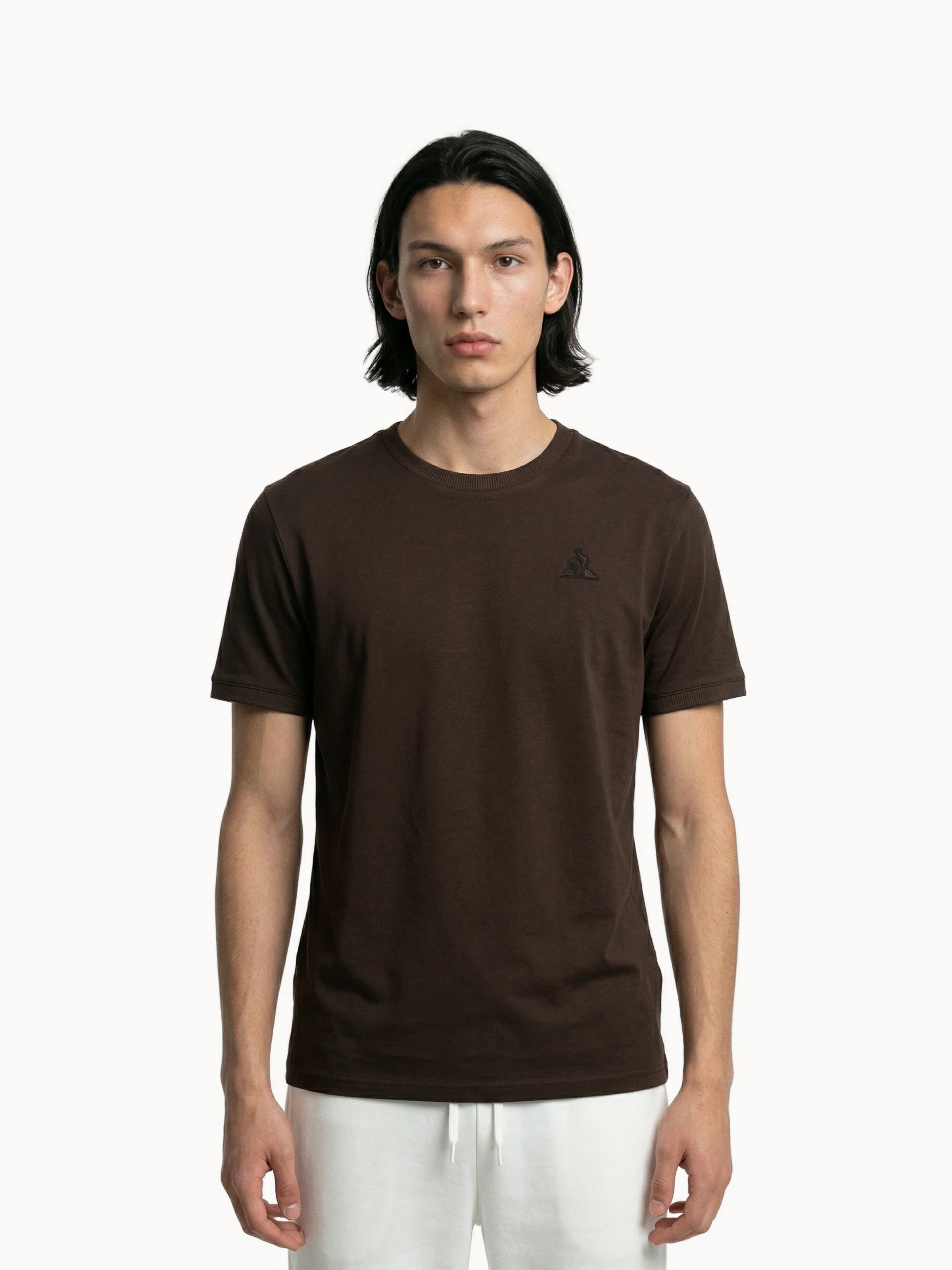 T-shirt Essentiel en jersey de coton avec logo brodé ton sur ton