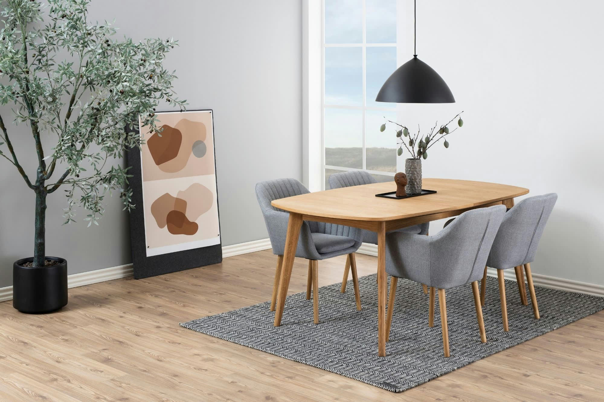 MARTINE - Table à manger ovale en bois avec 2 allonges L180/270