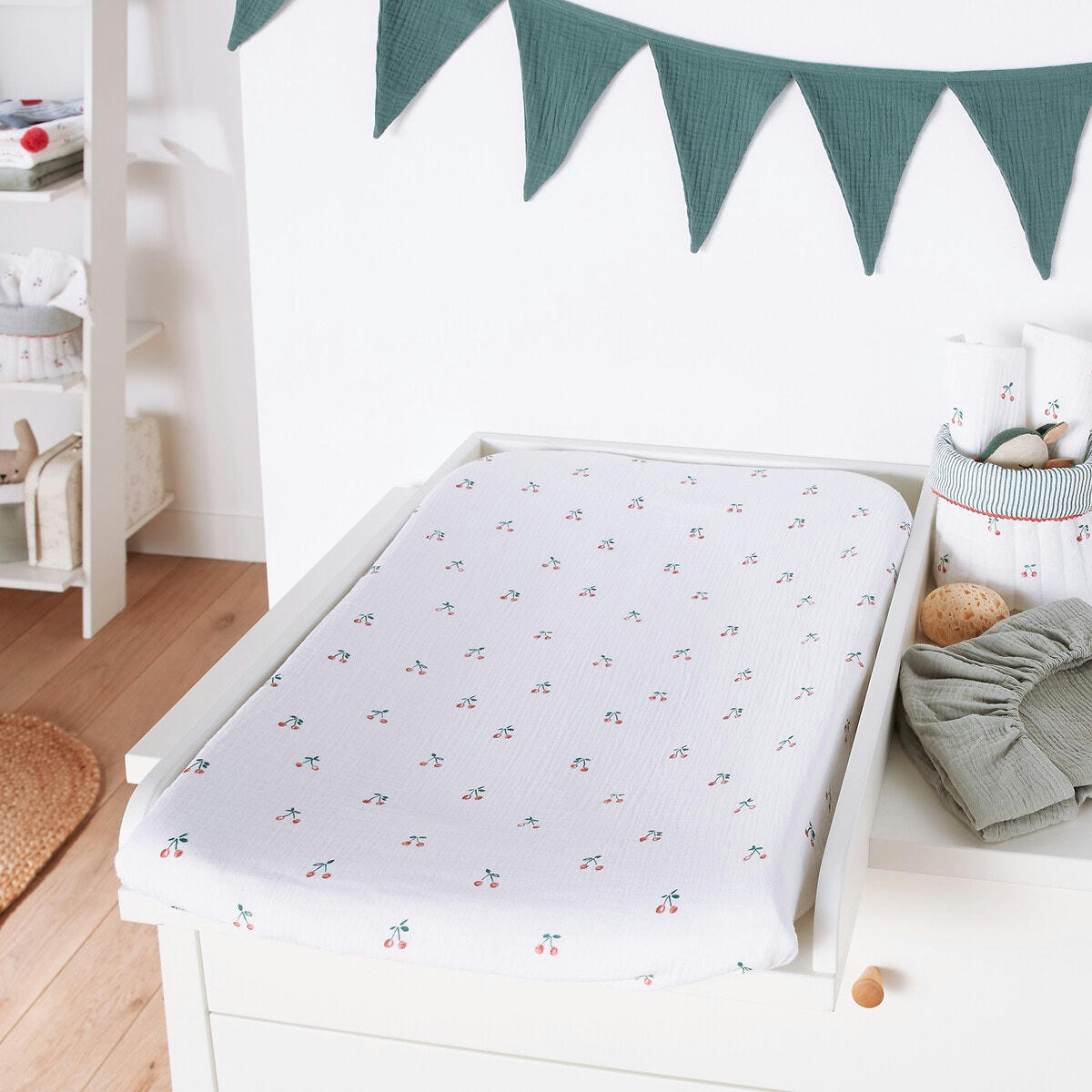 Lot de 2 housses de matelas à langer, Griotte