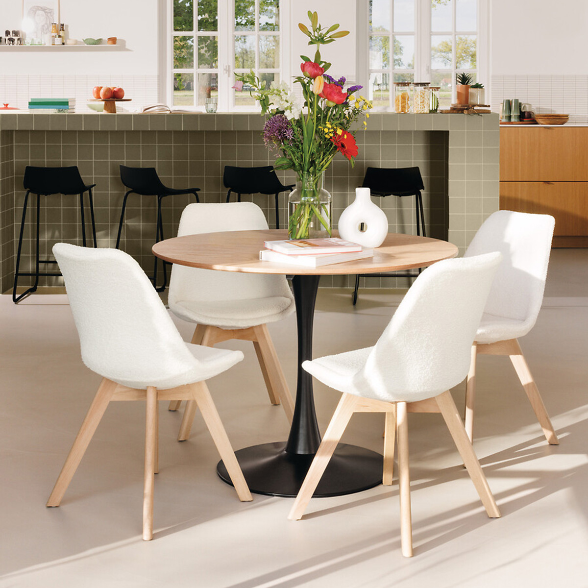 Set of 6 chairs "Baya" Beech, beige