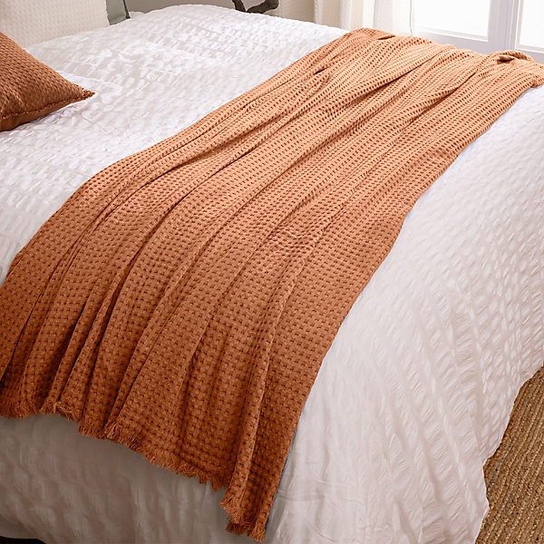 Jeté de lit Widdy coton 130x180cm rose terracotta - Atmosphera