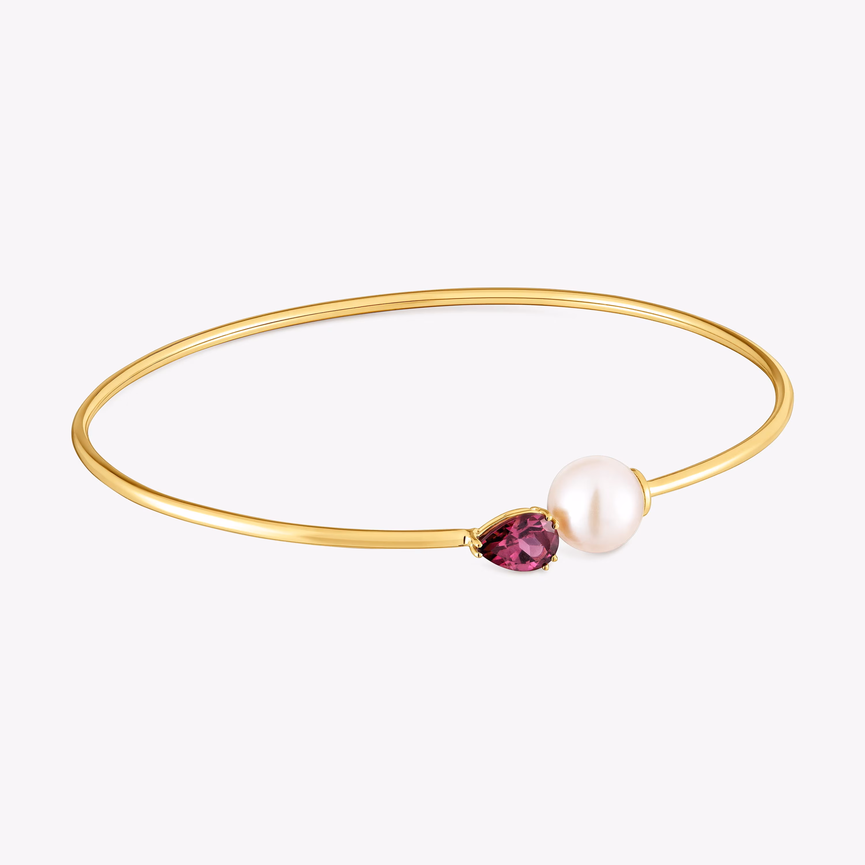 Pulsera esclava de oro, rodolita y perla cultivada Ivette