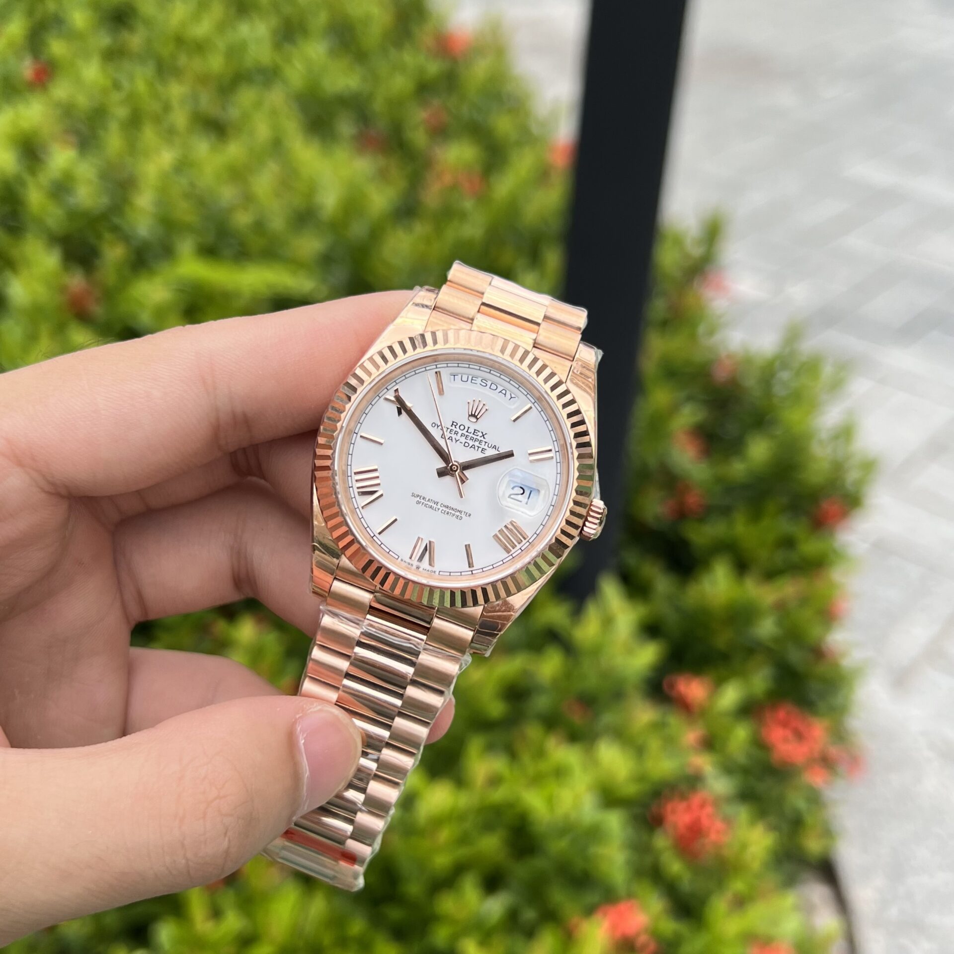 Rolex Day-Date RG Plated White Dial 40mm AAA Replica