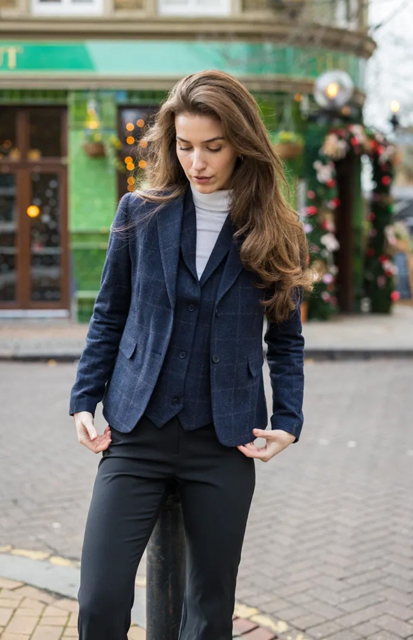 Infinity Leather Women's Tailored Fit Tweed Formal Blazer