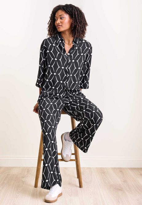 Womens Black Geo Print Shirt