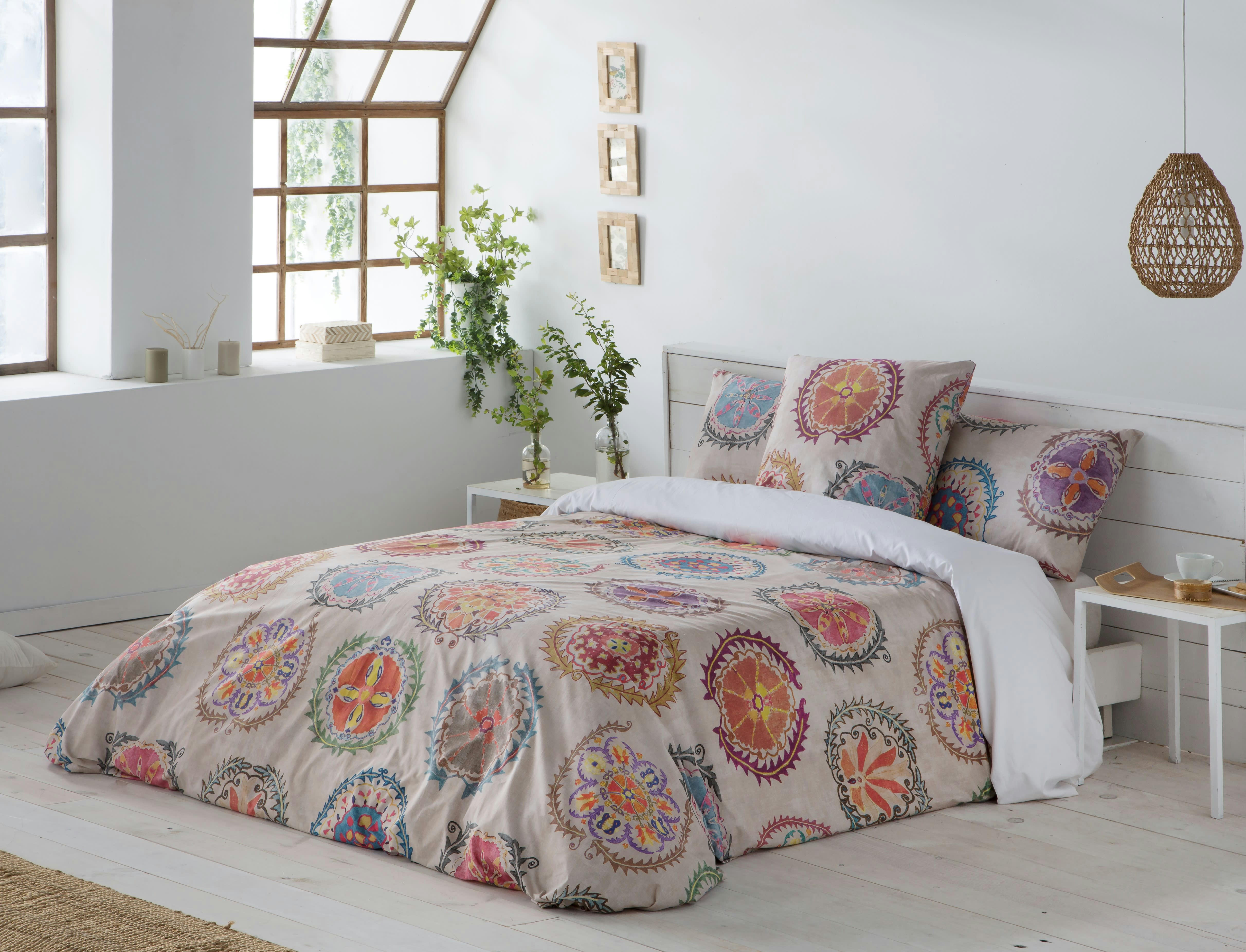 SUZANI - Housse de couette imprimé en percale Coton Multicolore 200x200 cm