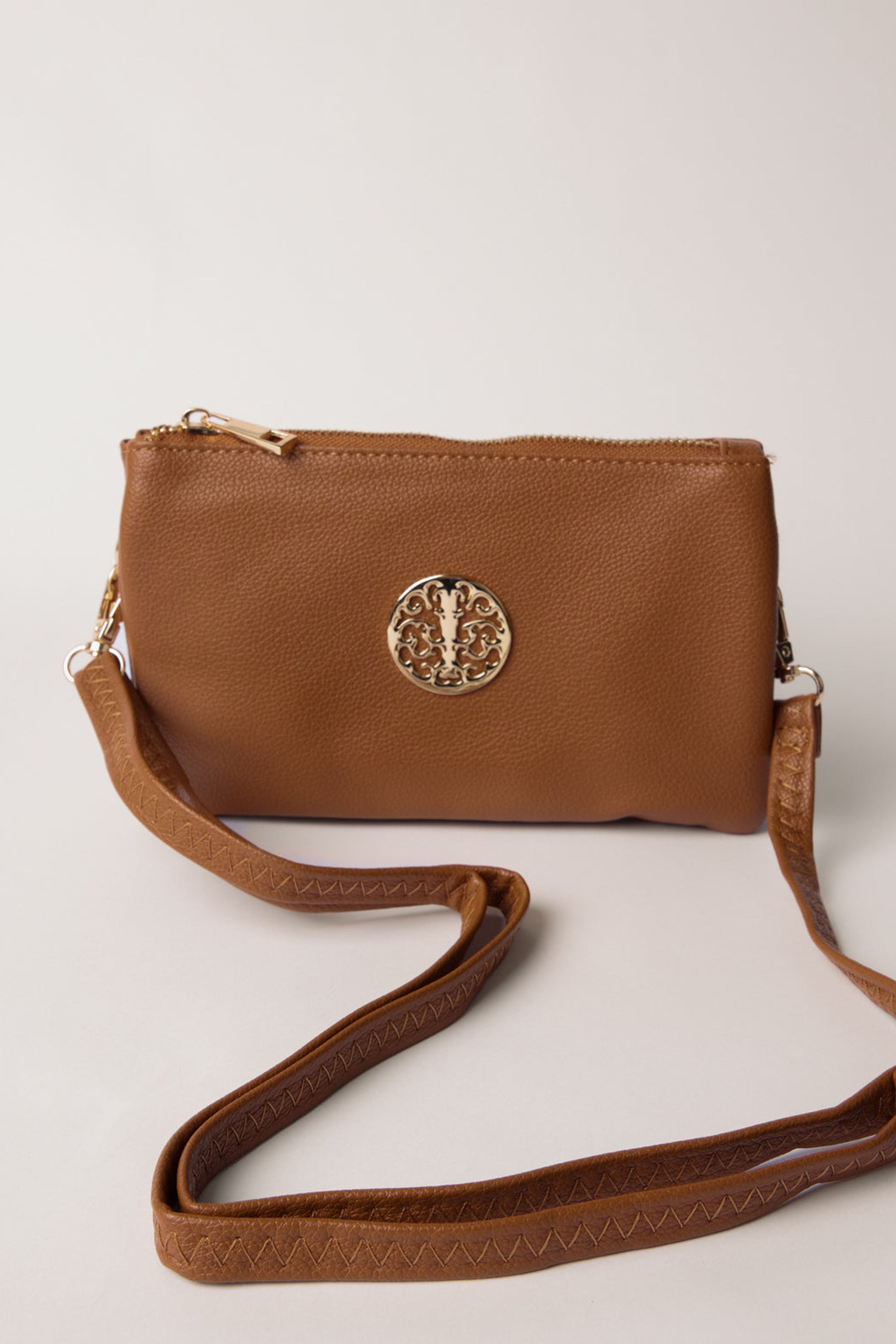 Blue Vanilla Detailed Zip Up Purse With Detachable Strap