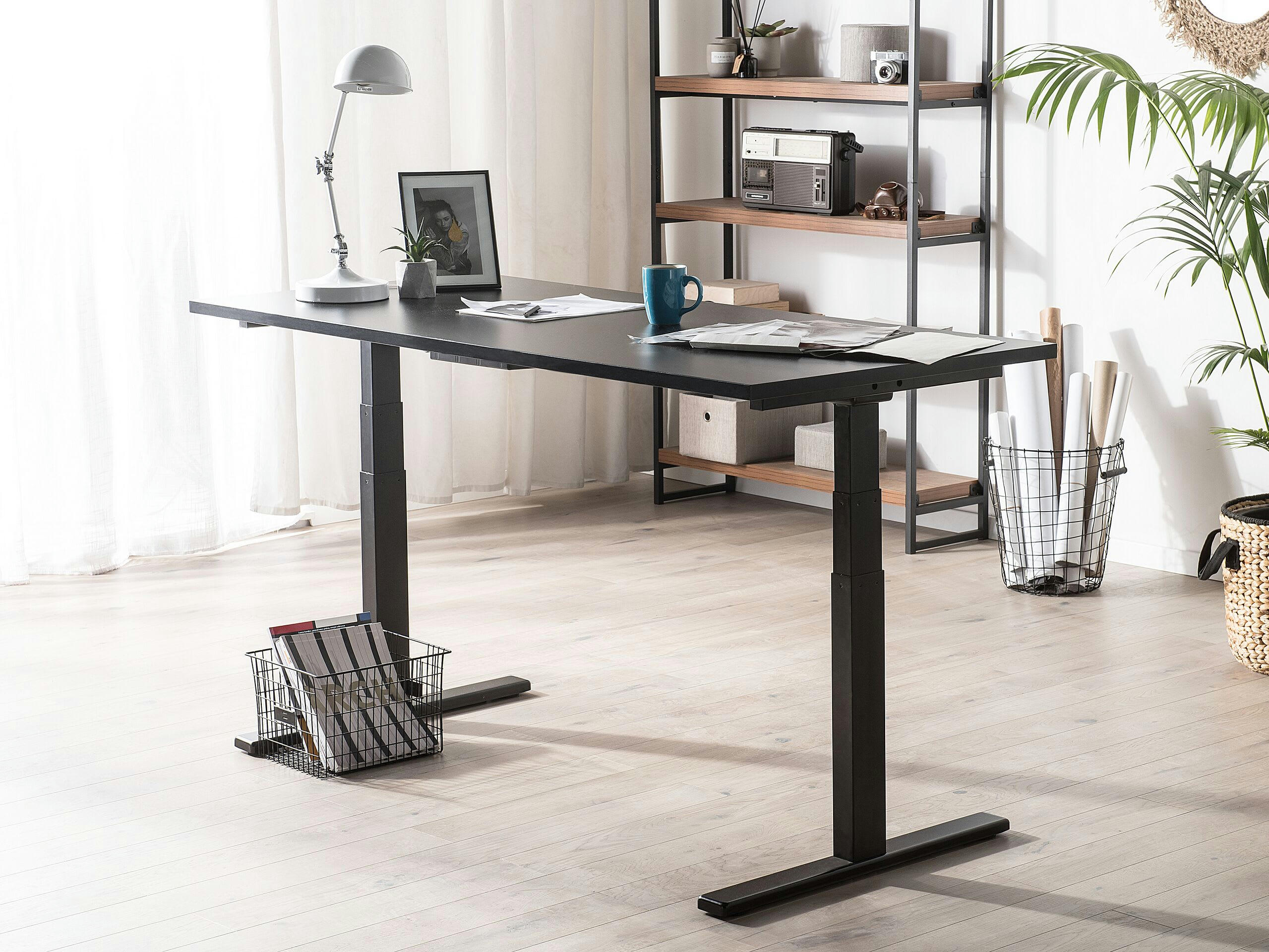DESTIN - Bureau réglable électrique noir 130 x 72 cm II