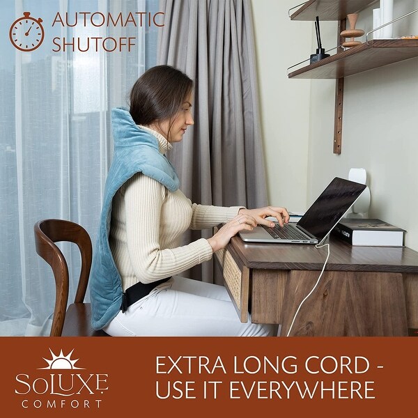Soluxe Comfort Weighted Heating Pad for Neck and Back, 4 Heat Settings with Auto Shut Off, Digital Controller