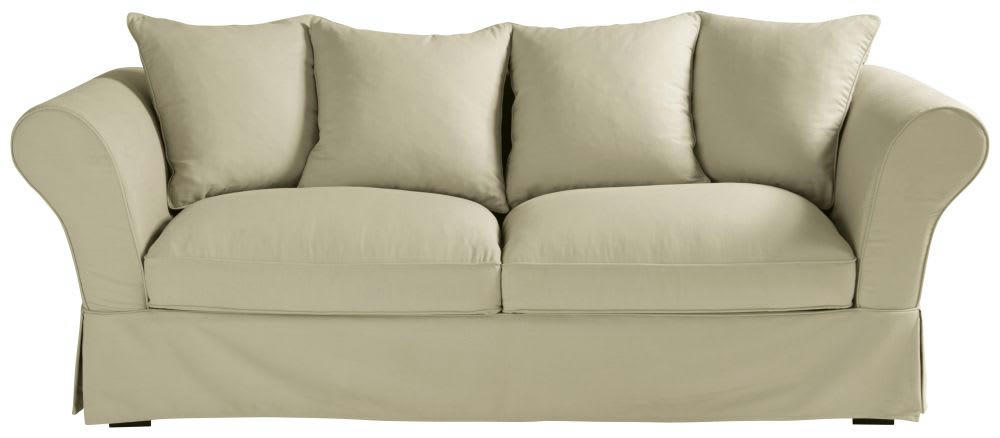 Roma - Housse de canapé fixe et convertible 3/4 places (matelas 6 cm) mastic