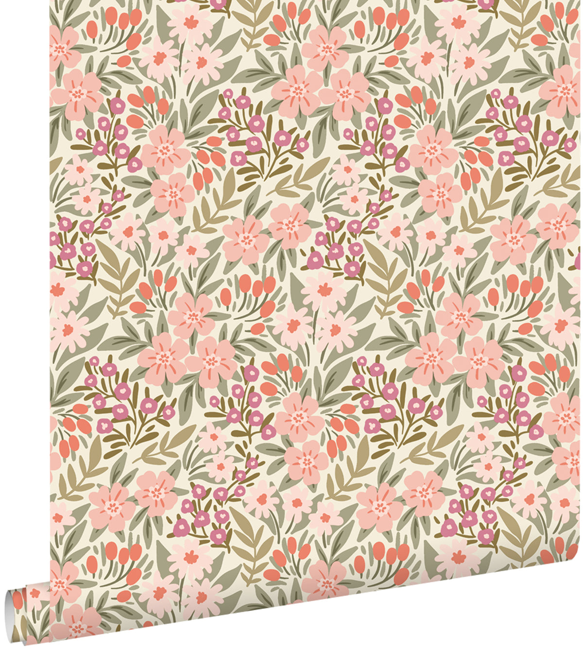 ESTAhome behang bloemen groen, roze en paars - 50 x 900 cm - 131450