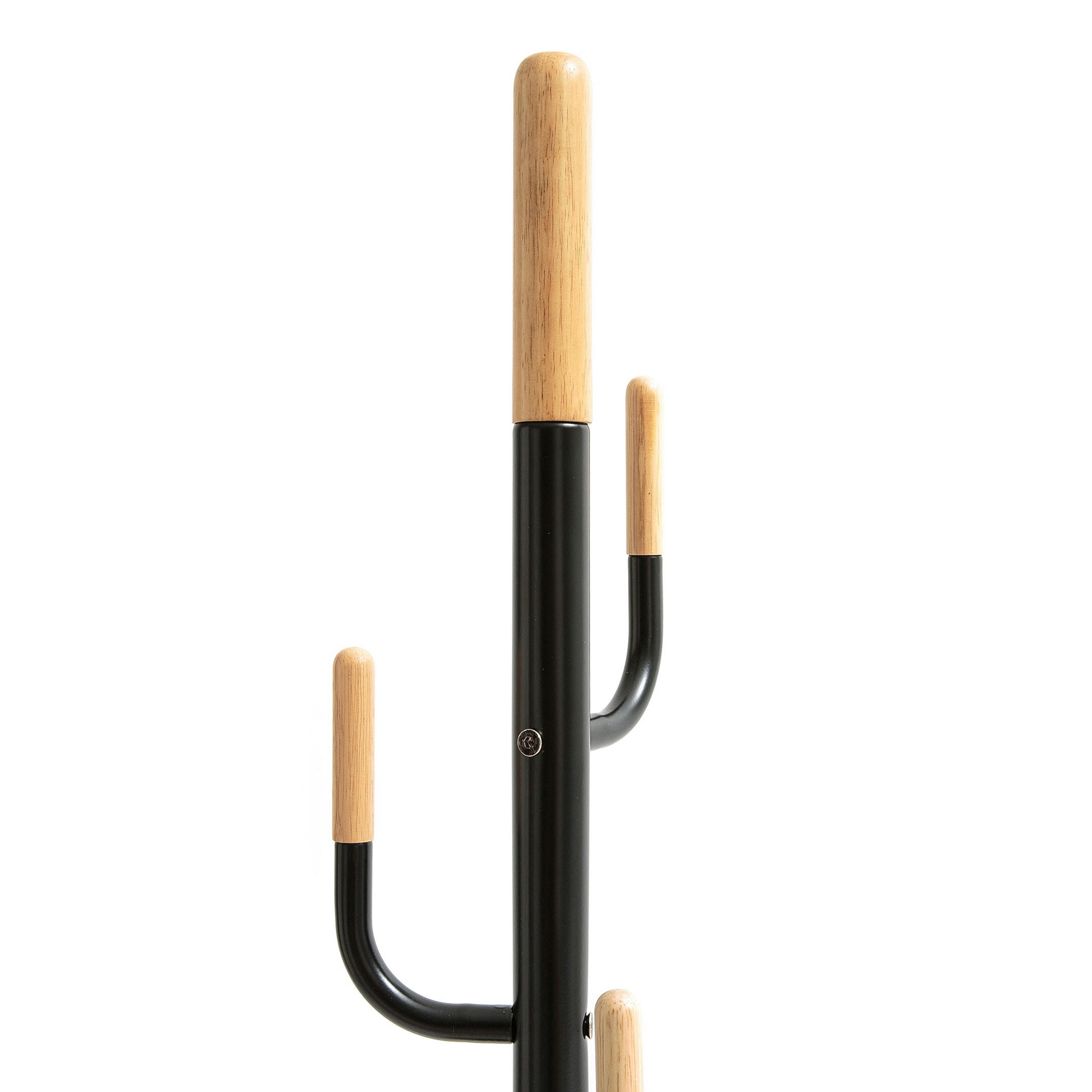 Porte-manteau en métal acier et hévéa, Cactus