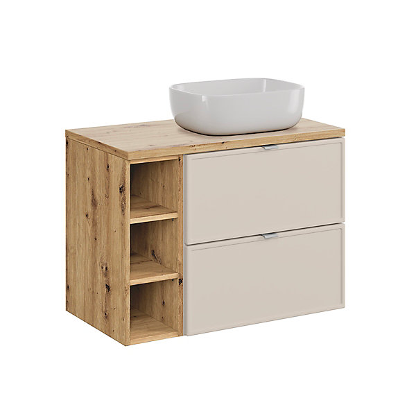 Ensemble meuble simple vasque 80cm 3 niches et colonne Alba Cachemire
