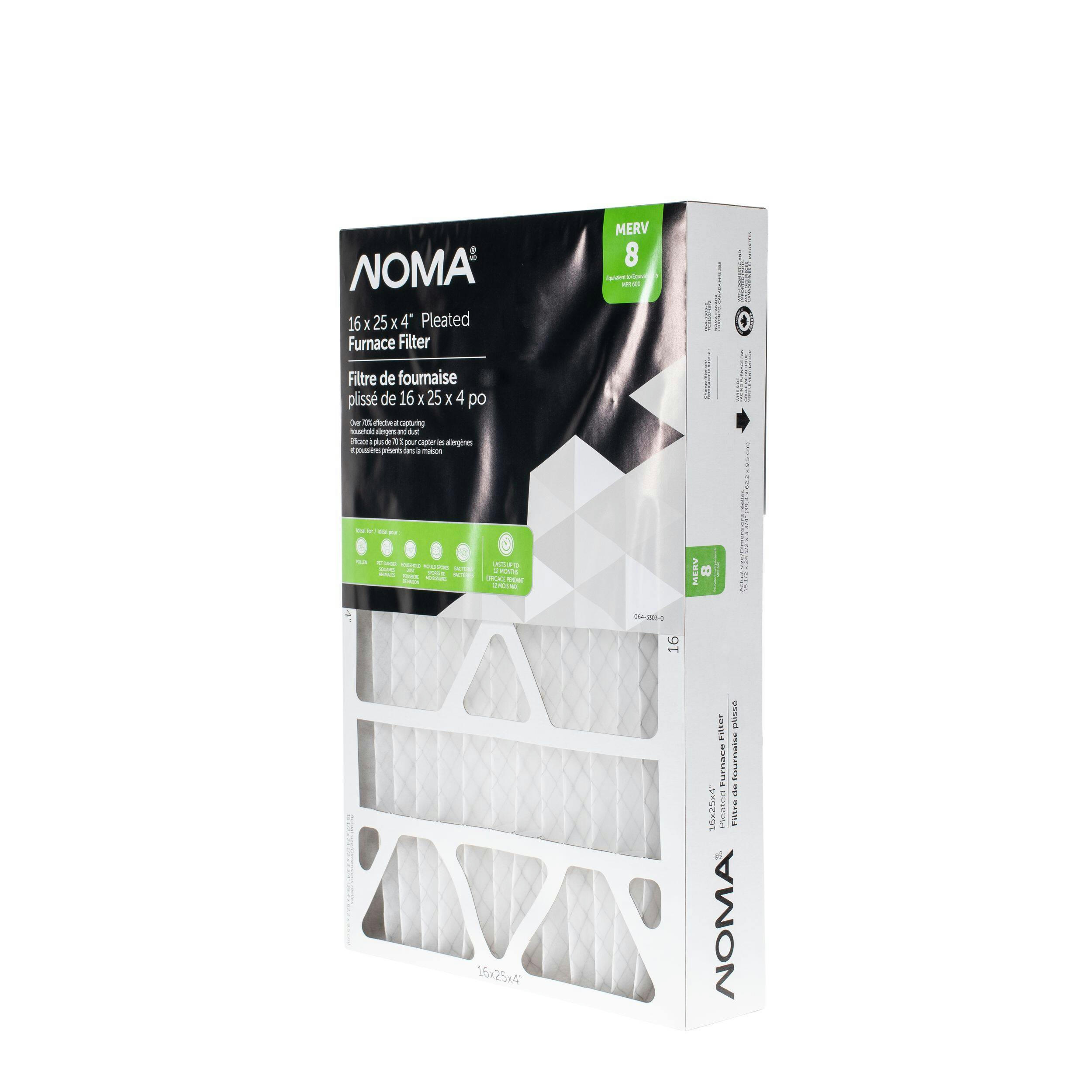 NOMA MERV 8 Pleated Furnace Air Filter, 16 x 25 x 4-in, 1-pk