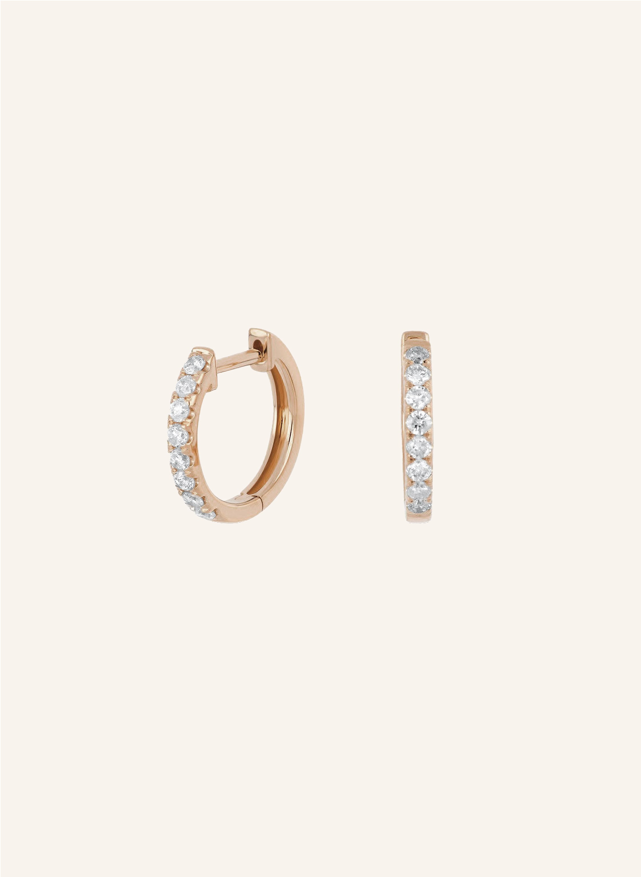 Leaf Creolen CIRCLE Big aus 18 Karat Roségold mit Diamanten