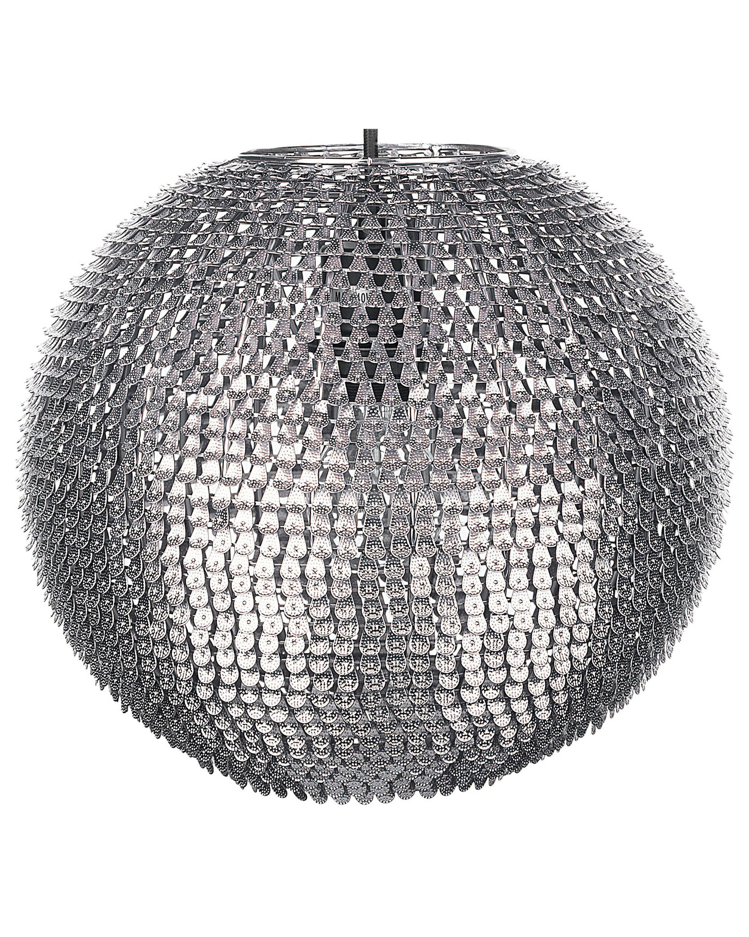 Lampa wisząca cekiny metalowa srebrna