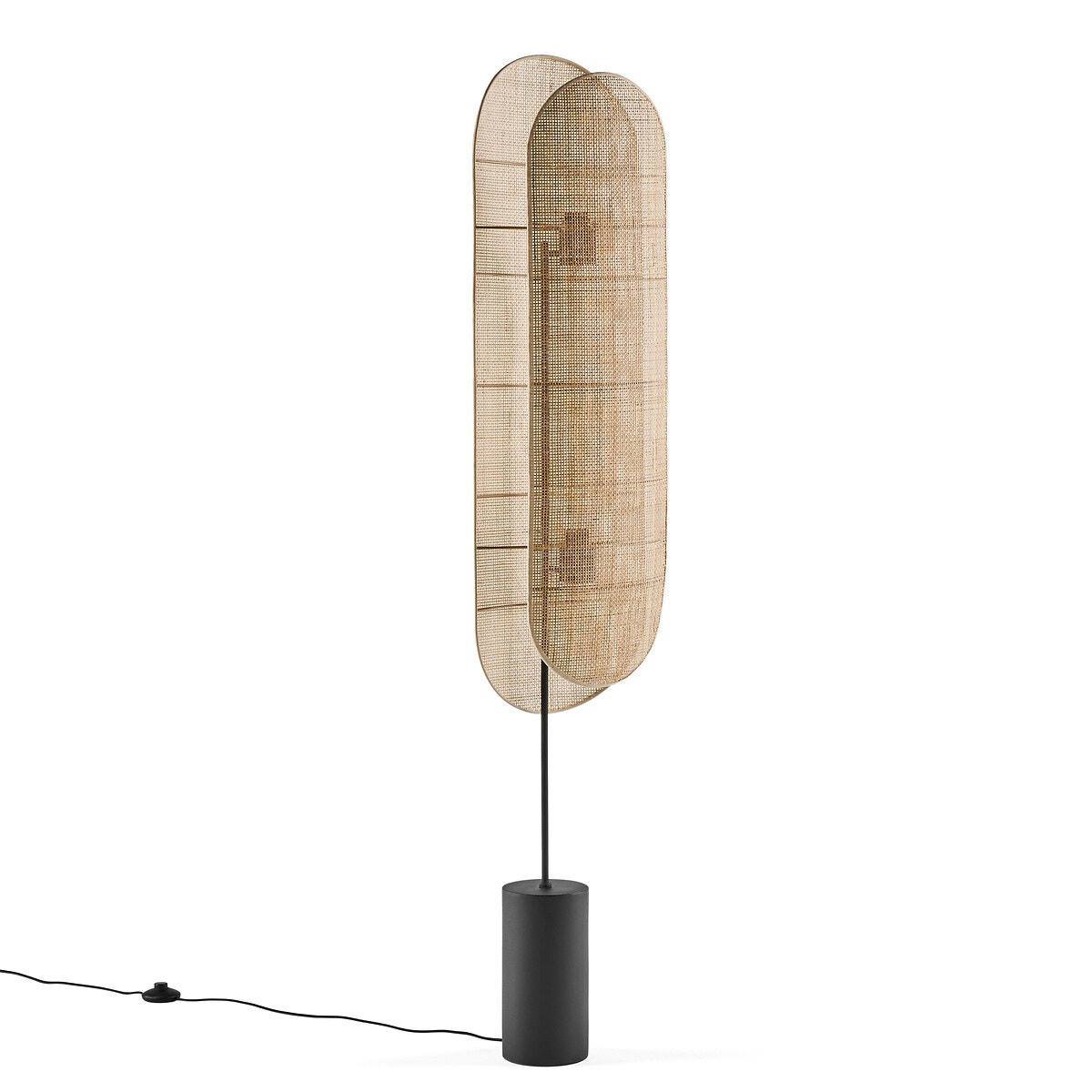 Lampadaire métal acier et cannage, Lola