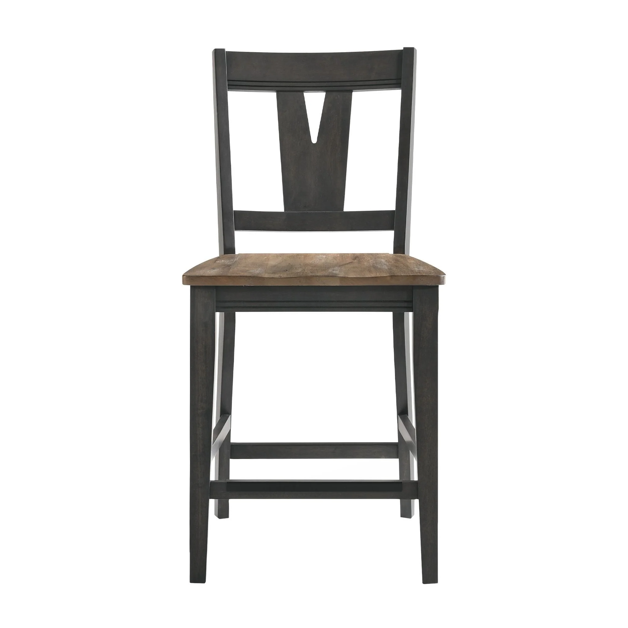 Harper Counter Stool with Splat Back and 4 Legs, Brushed Brown & Pecan, Set of 2