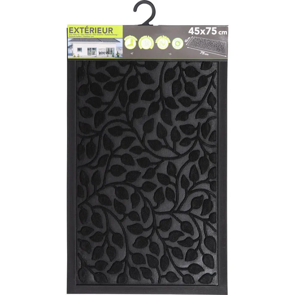 Luance Deurmat - zwart - rubber - rechthoek - 75 x 45 cm