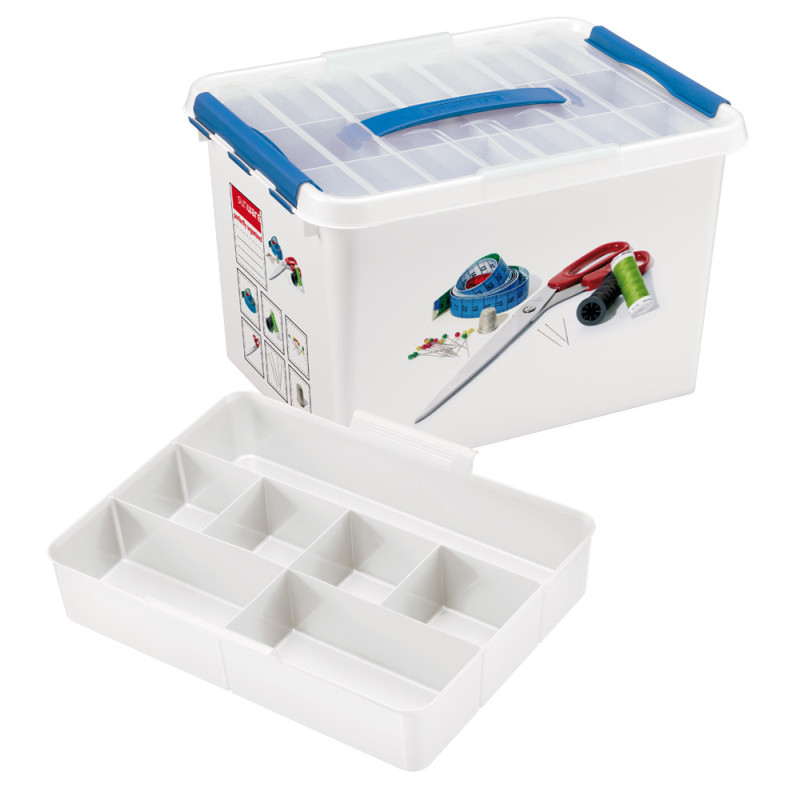 Boîte à coudre Q-Line blanc et bleu 22 L SUNWARE
