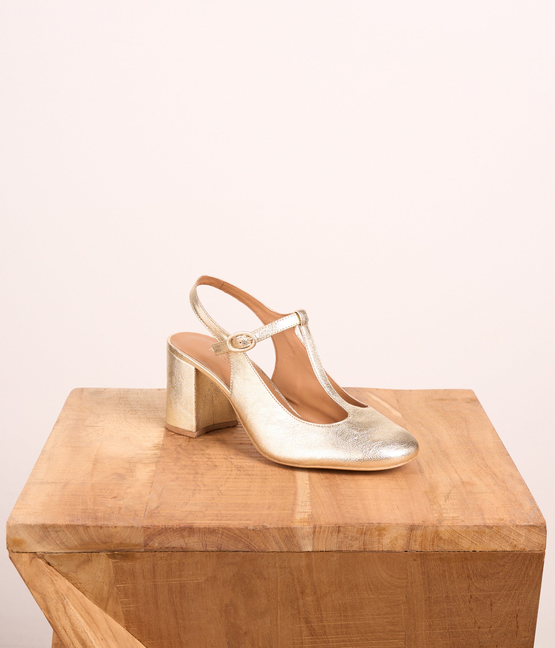 Slingbacks en cuir doré Cyrène