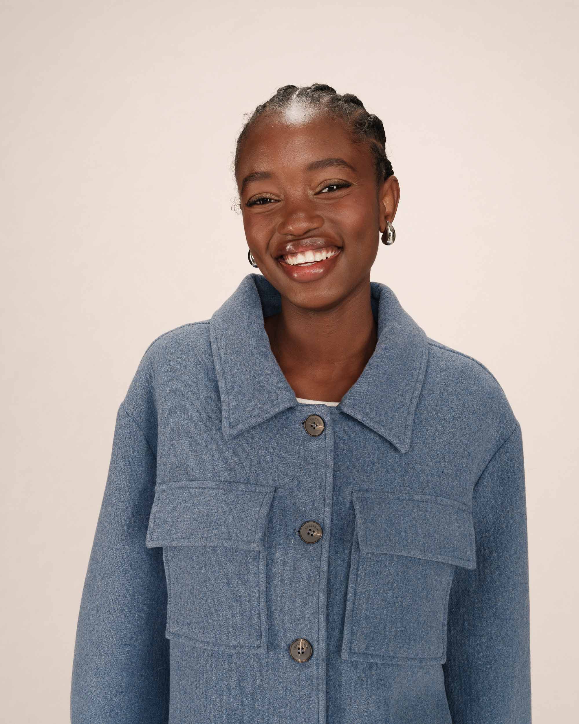 Veste boxy en laine bleu denim Novembre