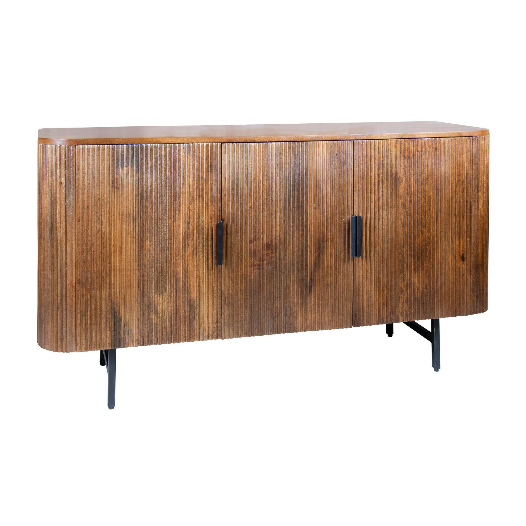 IQUITOS - Bahut 3 portes en bois de manguier et pieds en métal noir