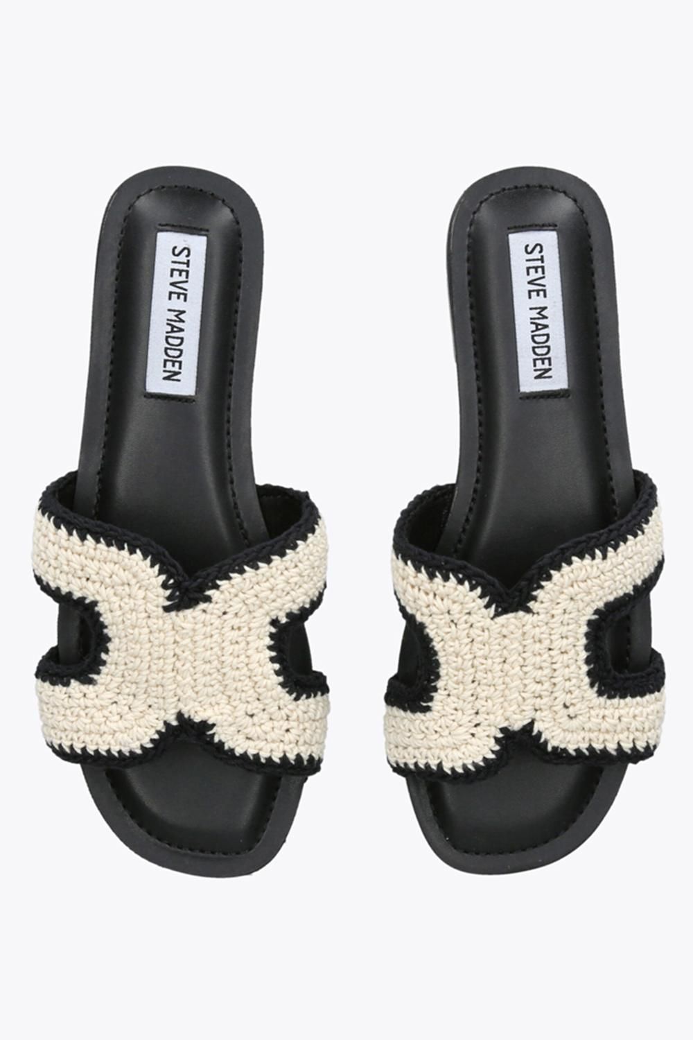 STEVE MADDEN Zarnia Black White' Fabric Sandals