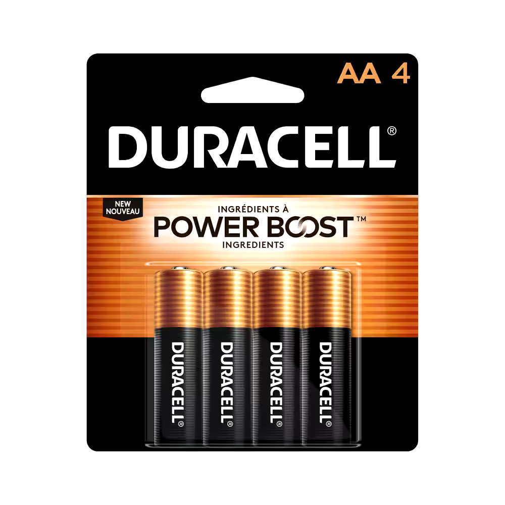 Duracell Coppertop AA Batteries, Alkaline, 4-pk