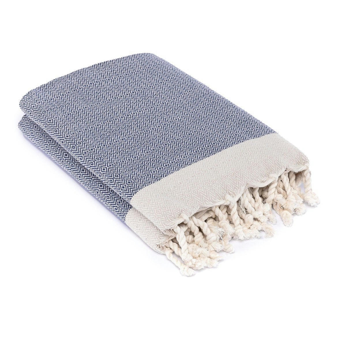 COURCHEVEL - Plaid coton  130x170 bleu marine